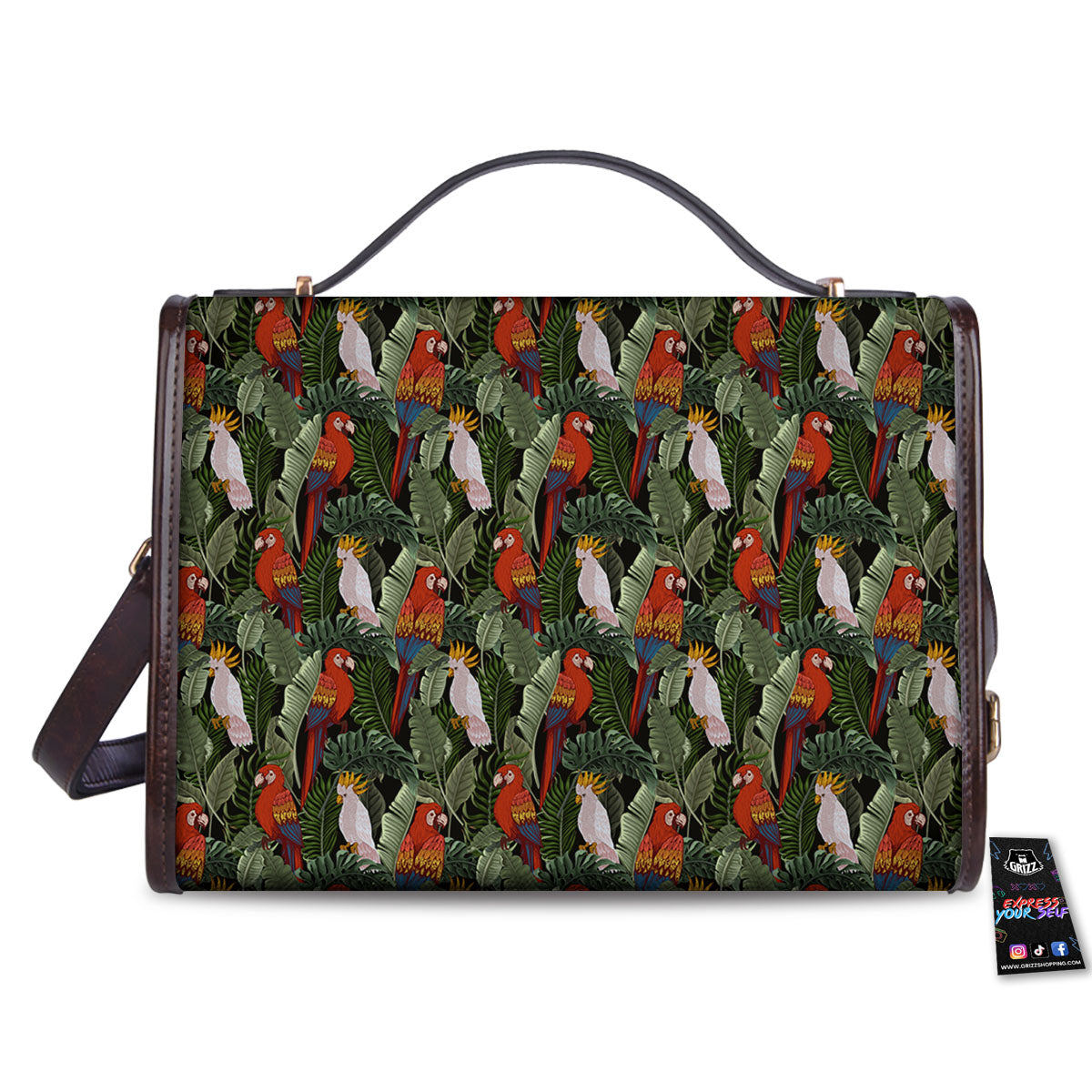 Hawaii Leaf Parrot Banana Print Pattern Women's Satchel Bag-grizzshop