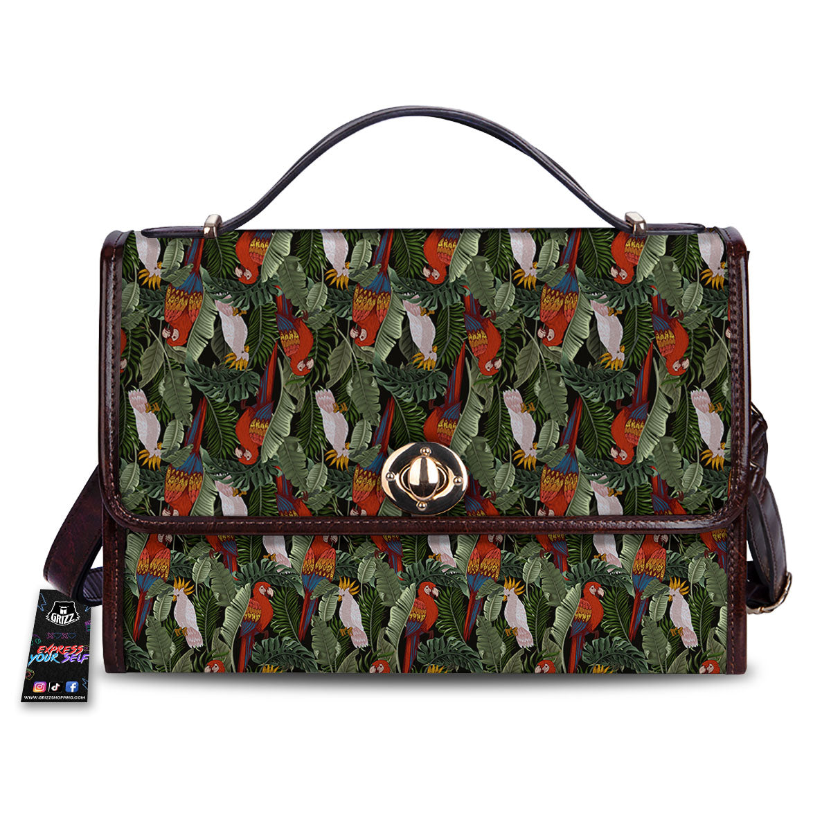 Hawaii Leaf Parrot Banana Print Pattern Women's Satchel Bag-grizzshop