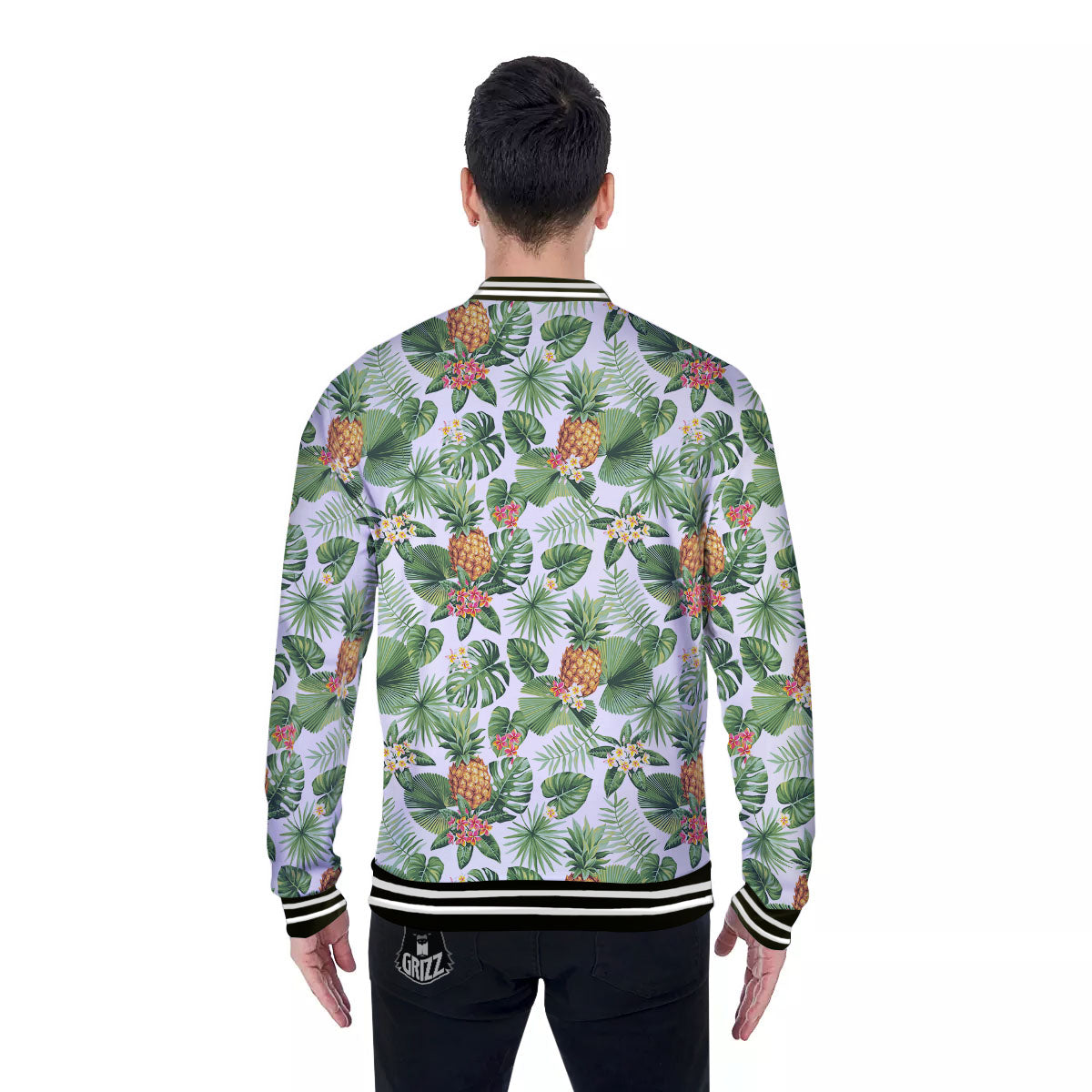 Hawaii Leaves Pineapple Print Pattern Baseball Jacket-grizzshop