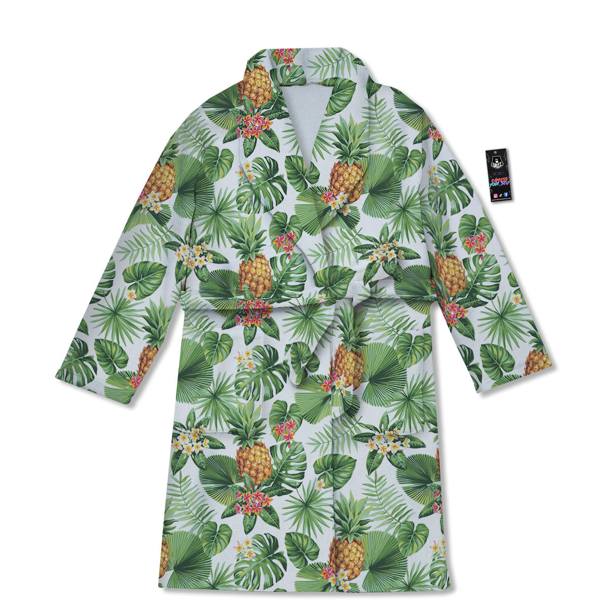 Hawaii Leaves Pineapple Print Pattern Bathrobe-grizzshop