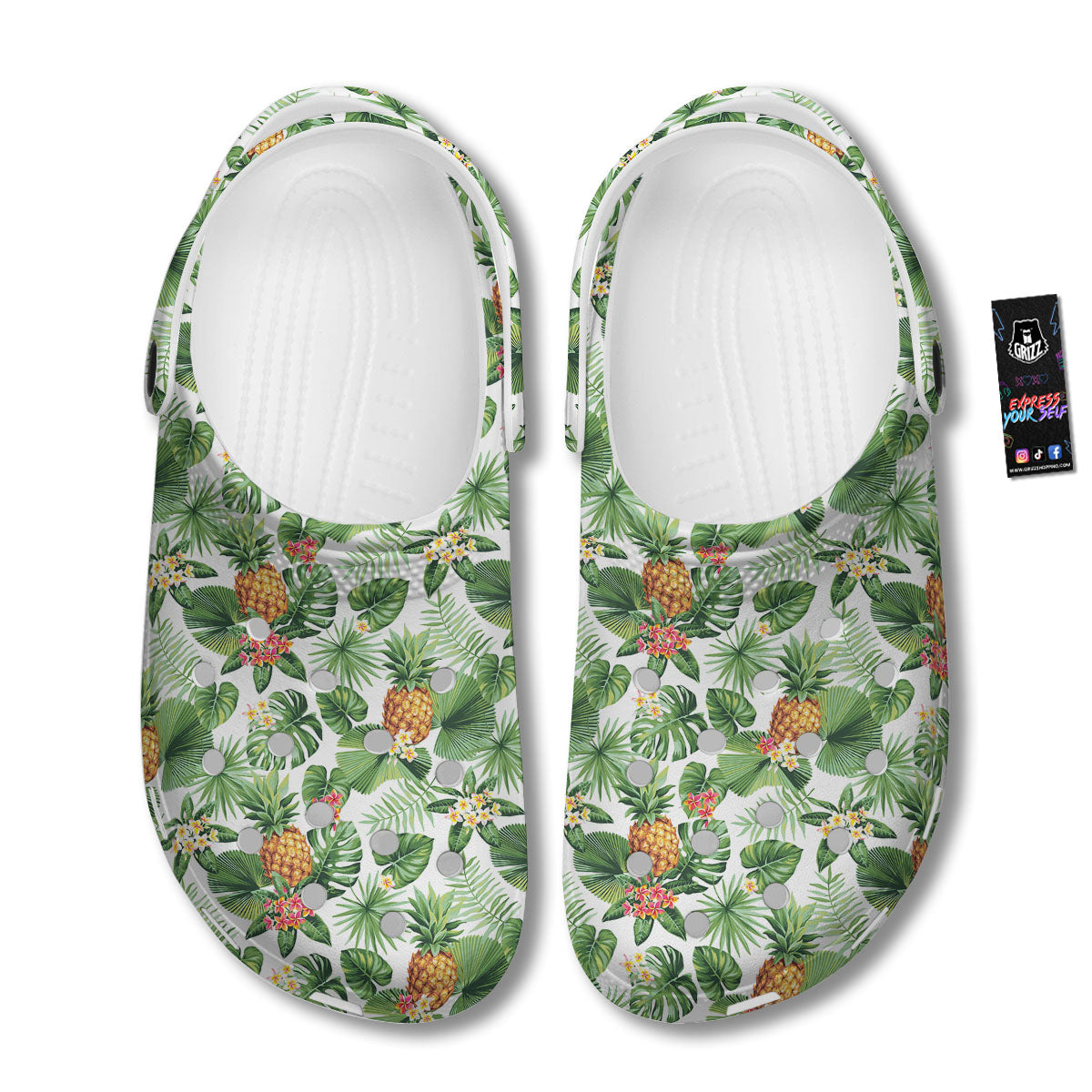 Hawaii Leaves Pineapple Print Pattern Clog-grizzshop