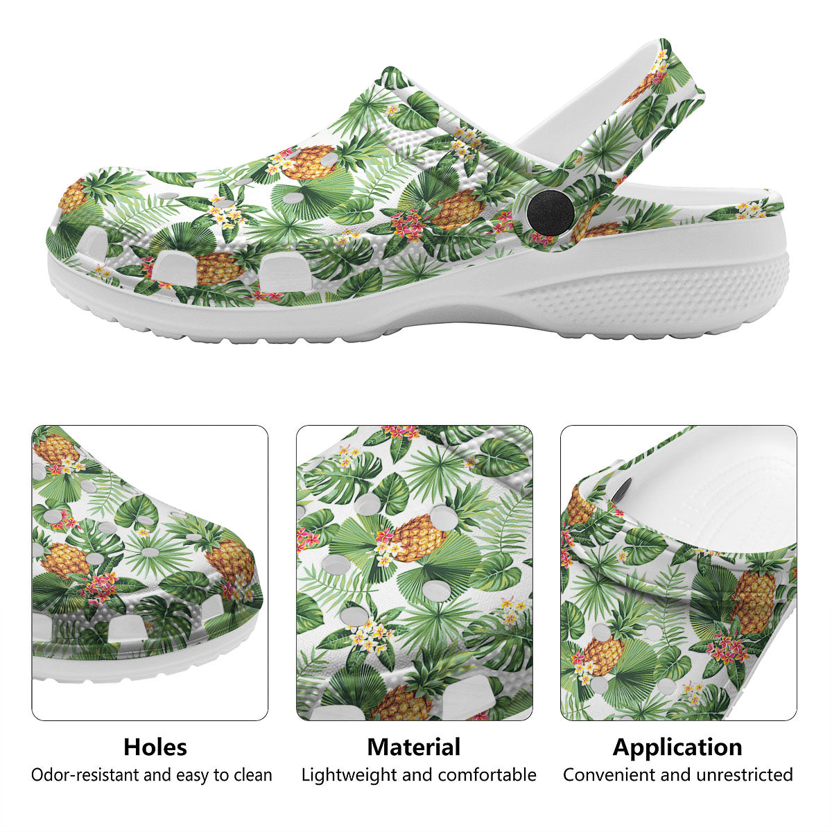 Hawaii Leaves Pineapple Print Pattern Clog-grizzshop