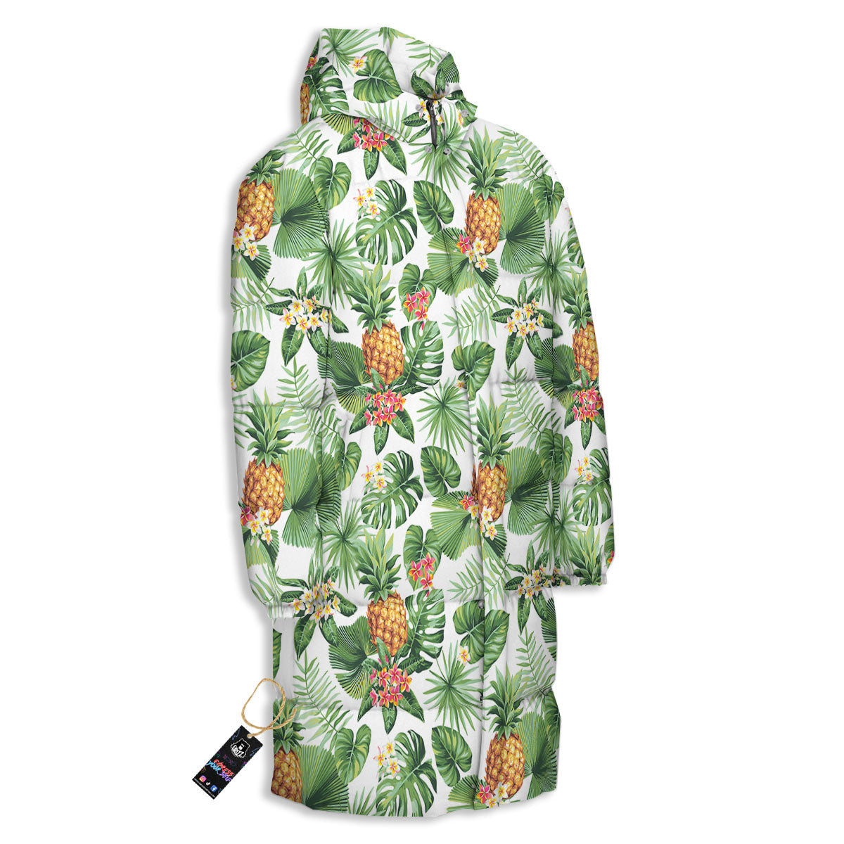Hawaii Leaves Pineapple Print Pattern Long Down Jacket-grizzshop