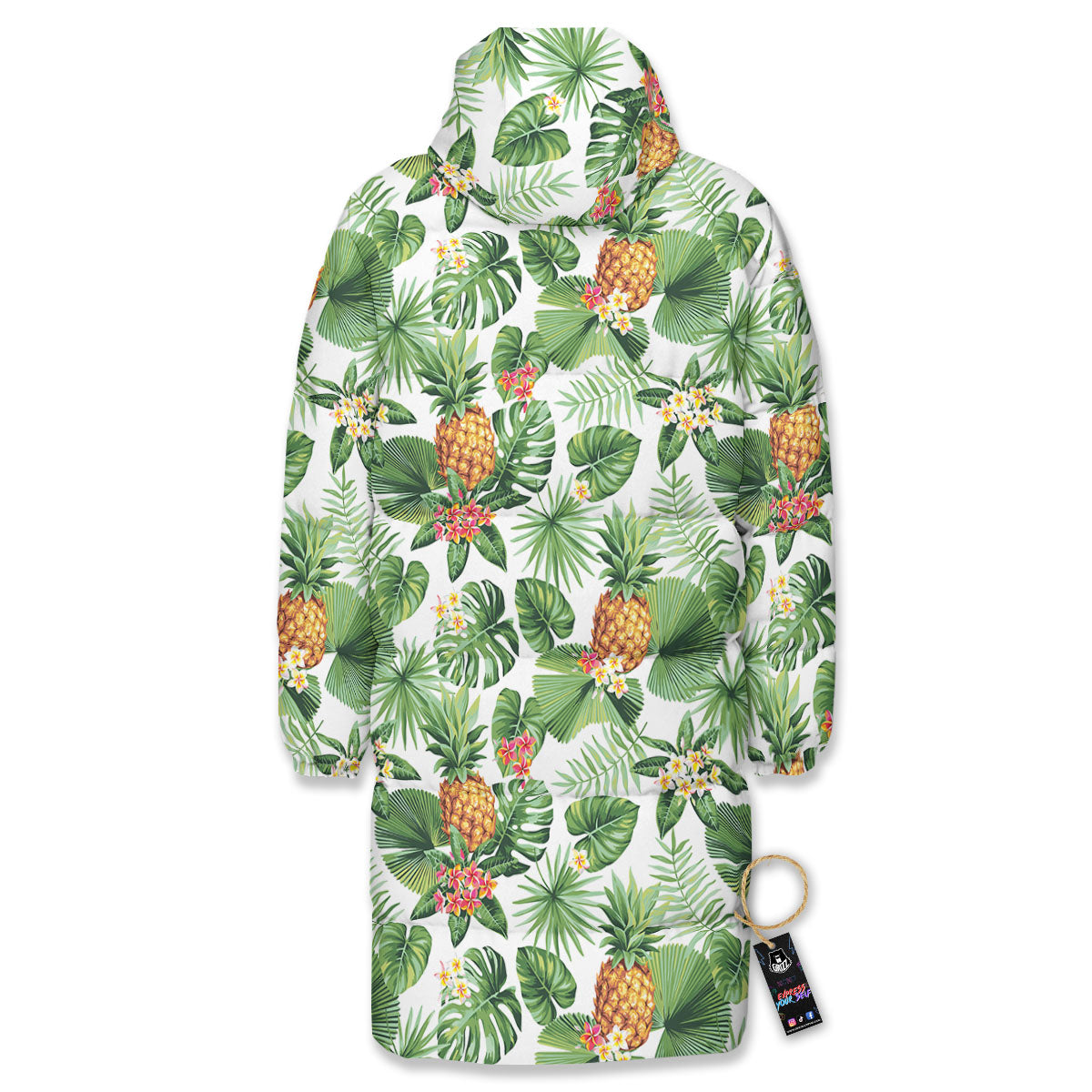 Hawaii Leaves Pineapple Print Pattern Long Down Jacket-grizzshop