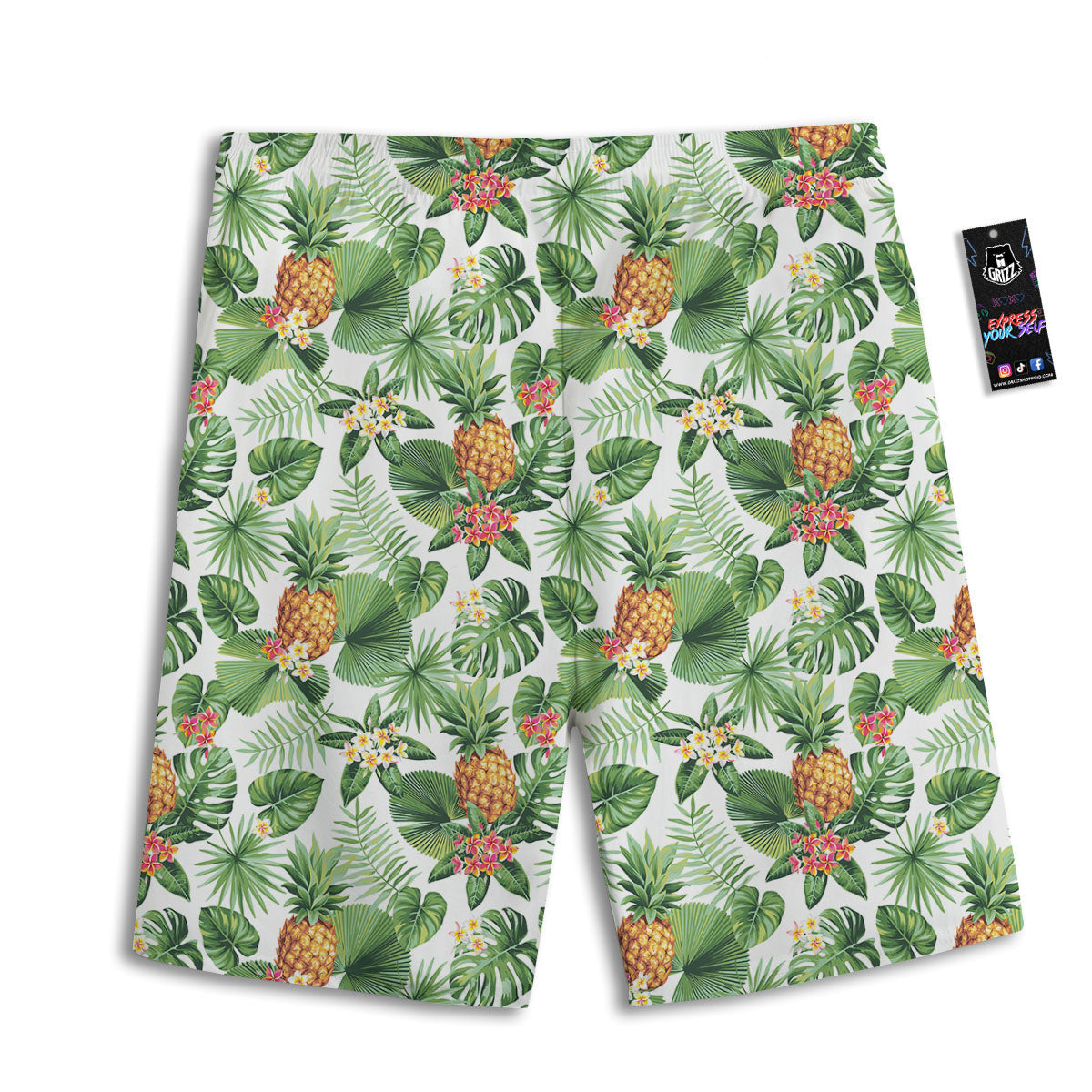 Hawaii Leaves Pineapple Print Pattern Men's Athletic Shorts