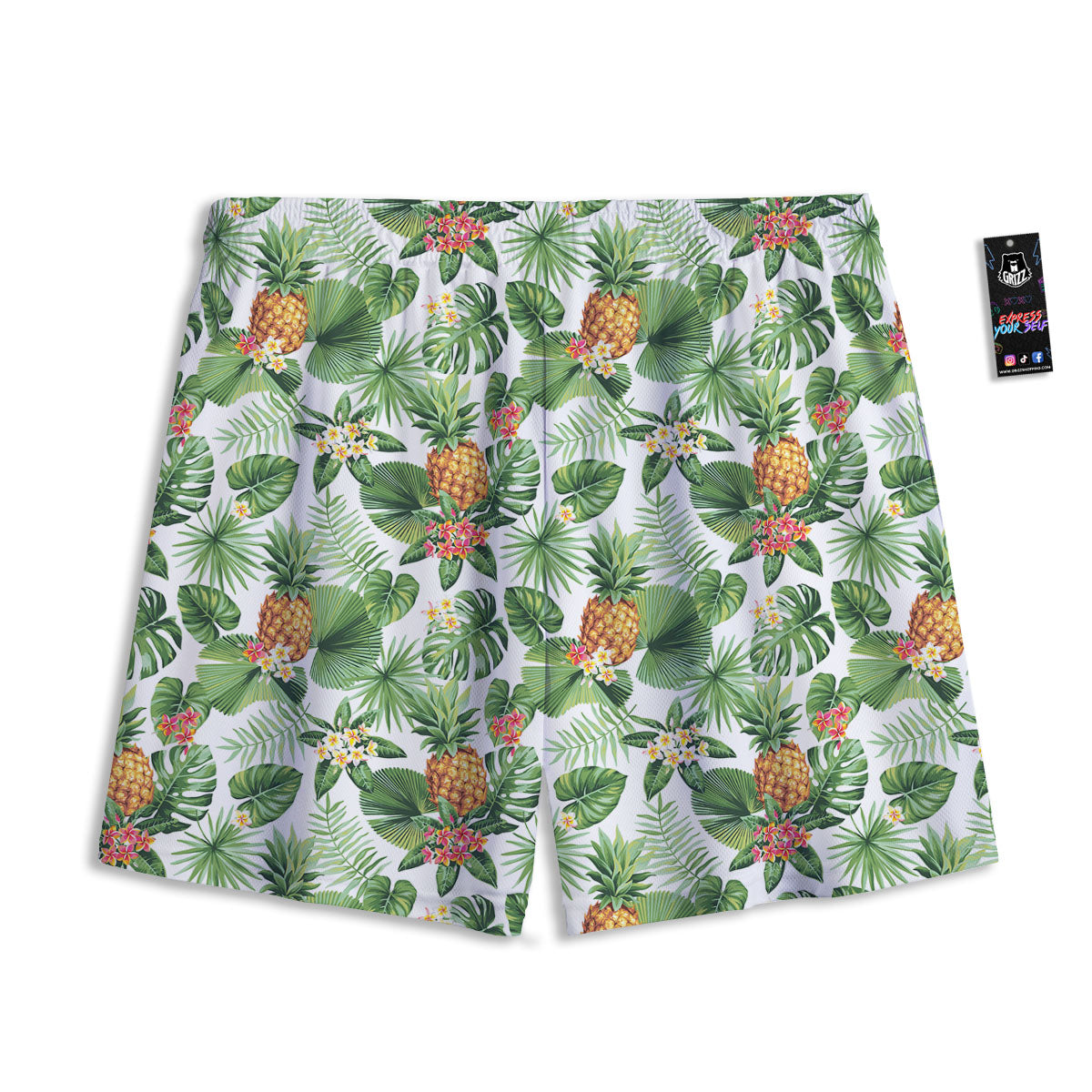 Hawaii Leaves Pineapple Print Pattern Mesh Shorts