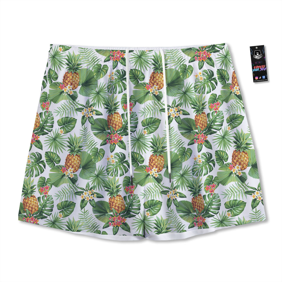 Hawaii Leaves Pineapple Print Pattern Mesh Shorts
