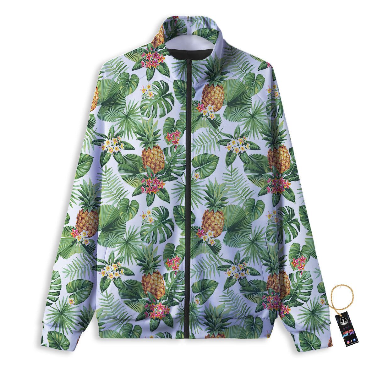 Hawaii Leaves Pineapple Print Pattern Track Jacket-grizzshop