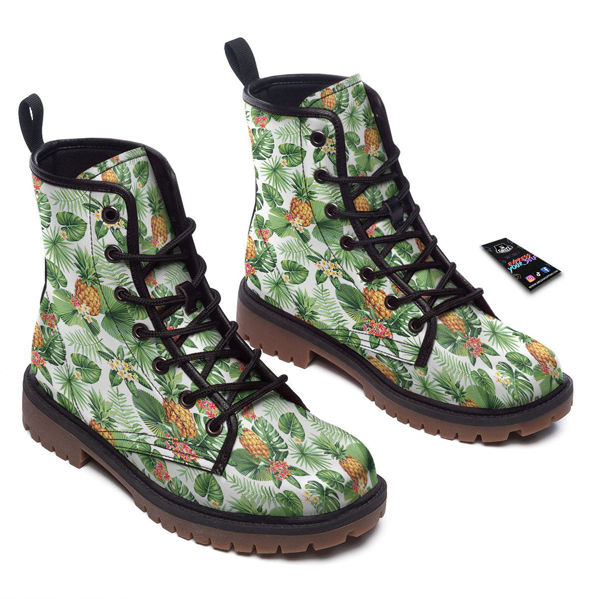 Hawaii Leaves Pineapple Print Pattern Work Boots-grizzshop