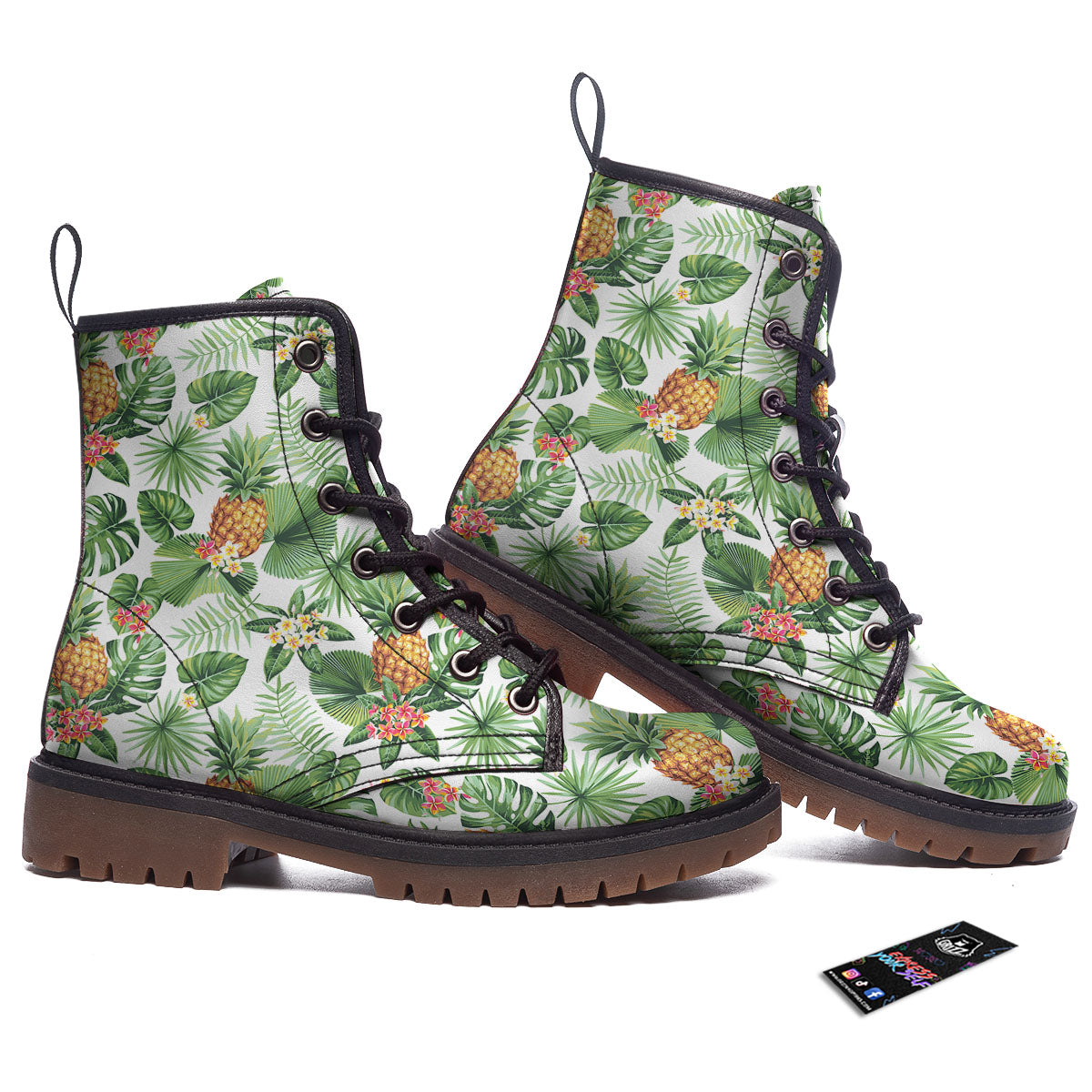 Hawaii Leaves Pineapple Print Pattern Work Boots-grizzshop