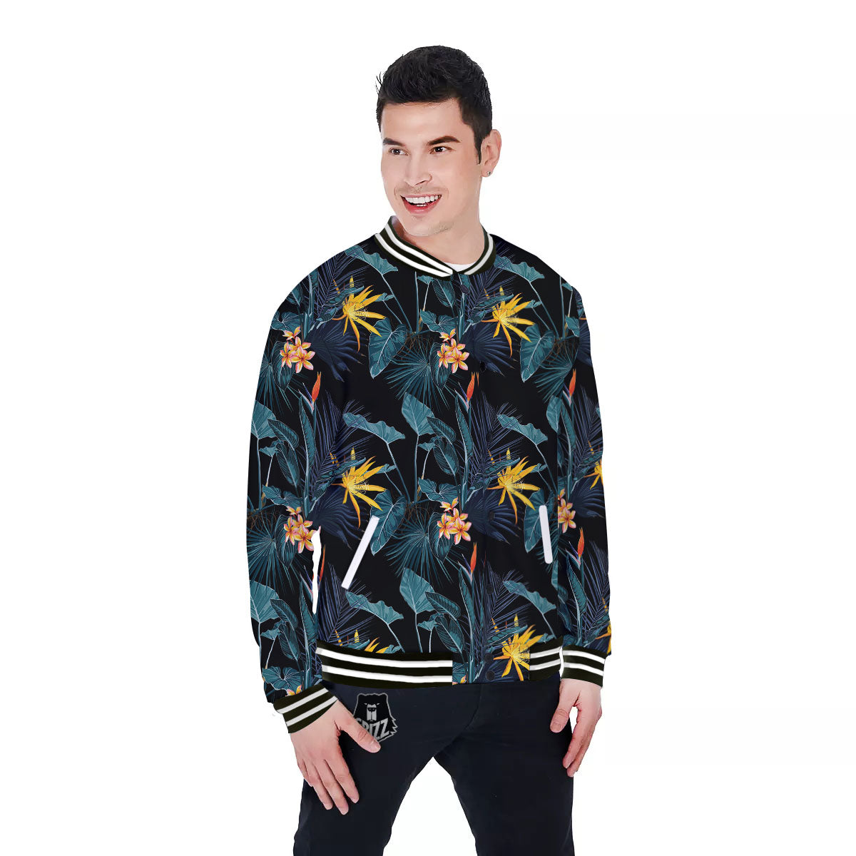 Hawaii Night Tropical Print Pattern Baseball Jacket-grizzshop