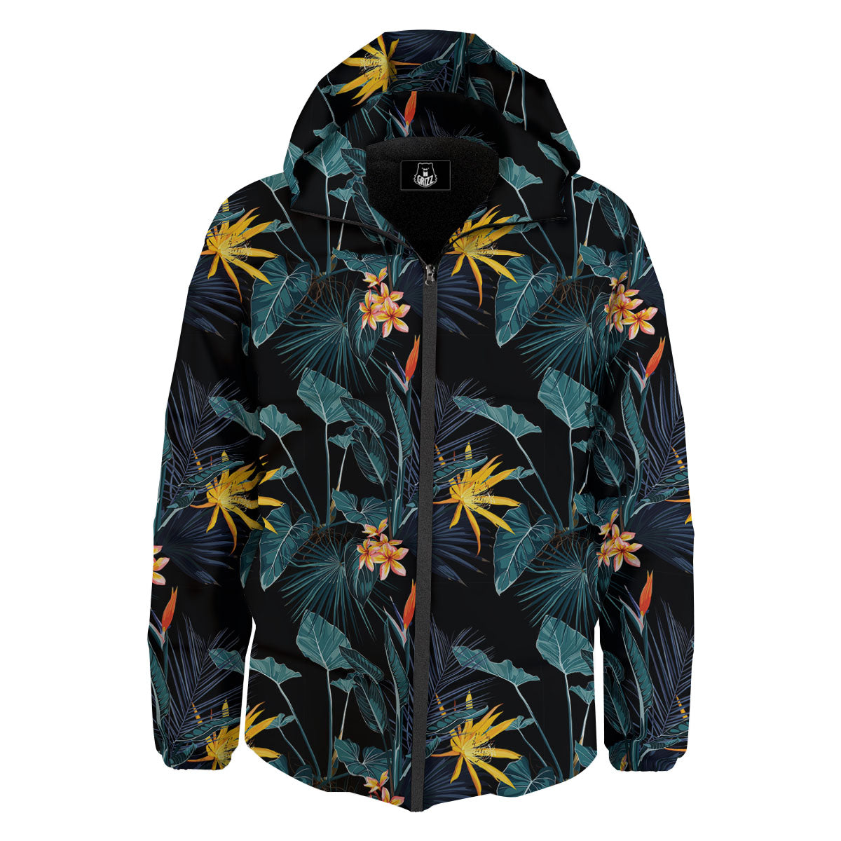 Hawaii Night Tropical Print Pattern Down Jacket-grizzshop
