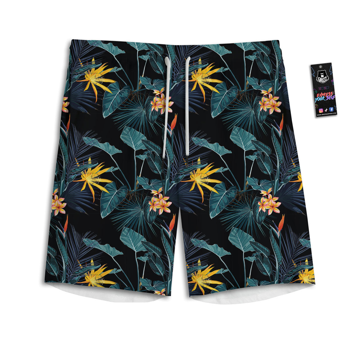 Hawaii Night Tropical Print Pattern Men's Athletic Shorts
