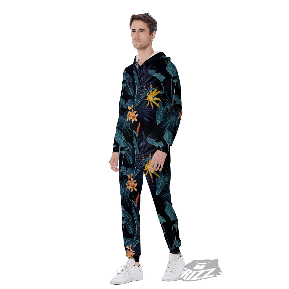 Hawaii Night Tropical Print Pattern Men's Jumpsuit-grizzshop