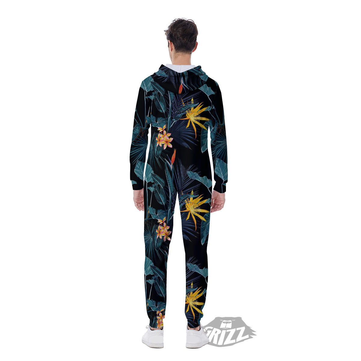 Hawaii Night Tropical Print Pattern Men's Jumpsuit-grizzshop