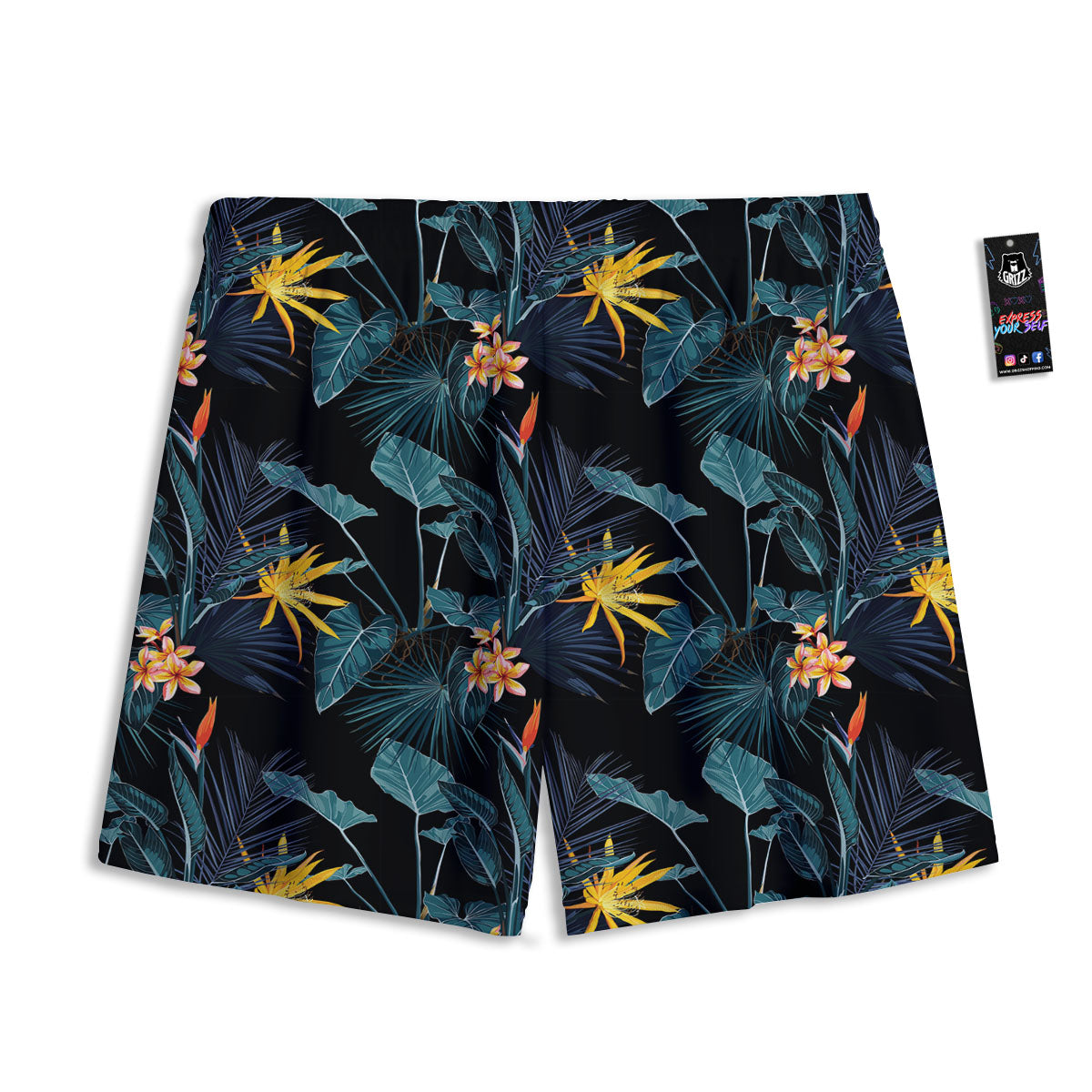 Hawaii Night Tropical Print Pattern Mesh Shorts