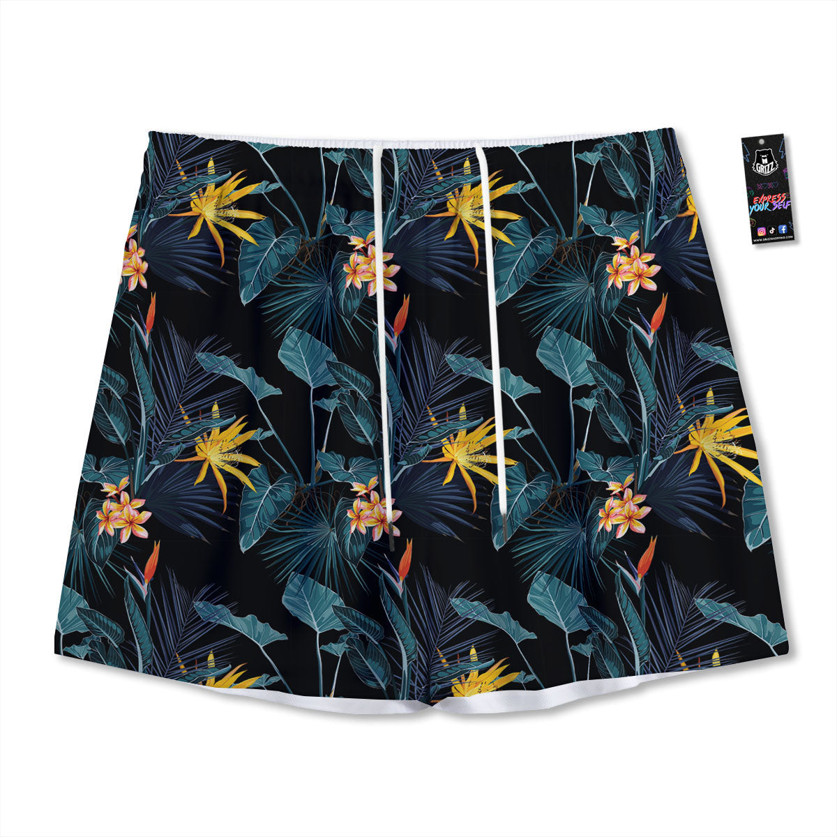 Hawaii Night Tropical Print Pattern Mesh Shorts