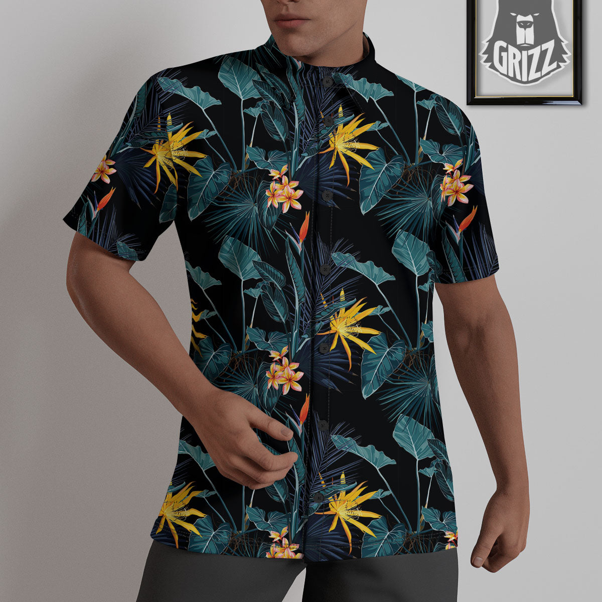 Hawaii Night Tropical Print Pattern Untucked Shirts-grizzshop