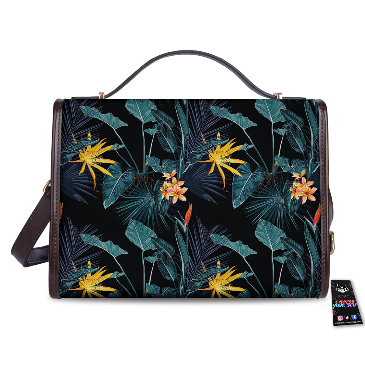 Hawaii Night Tropical Print Pattern Women's Satchel Bag-grizzshop