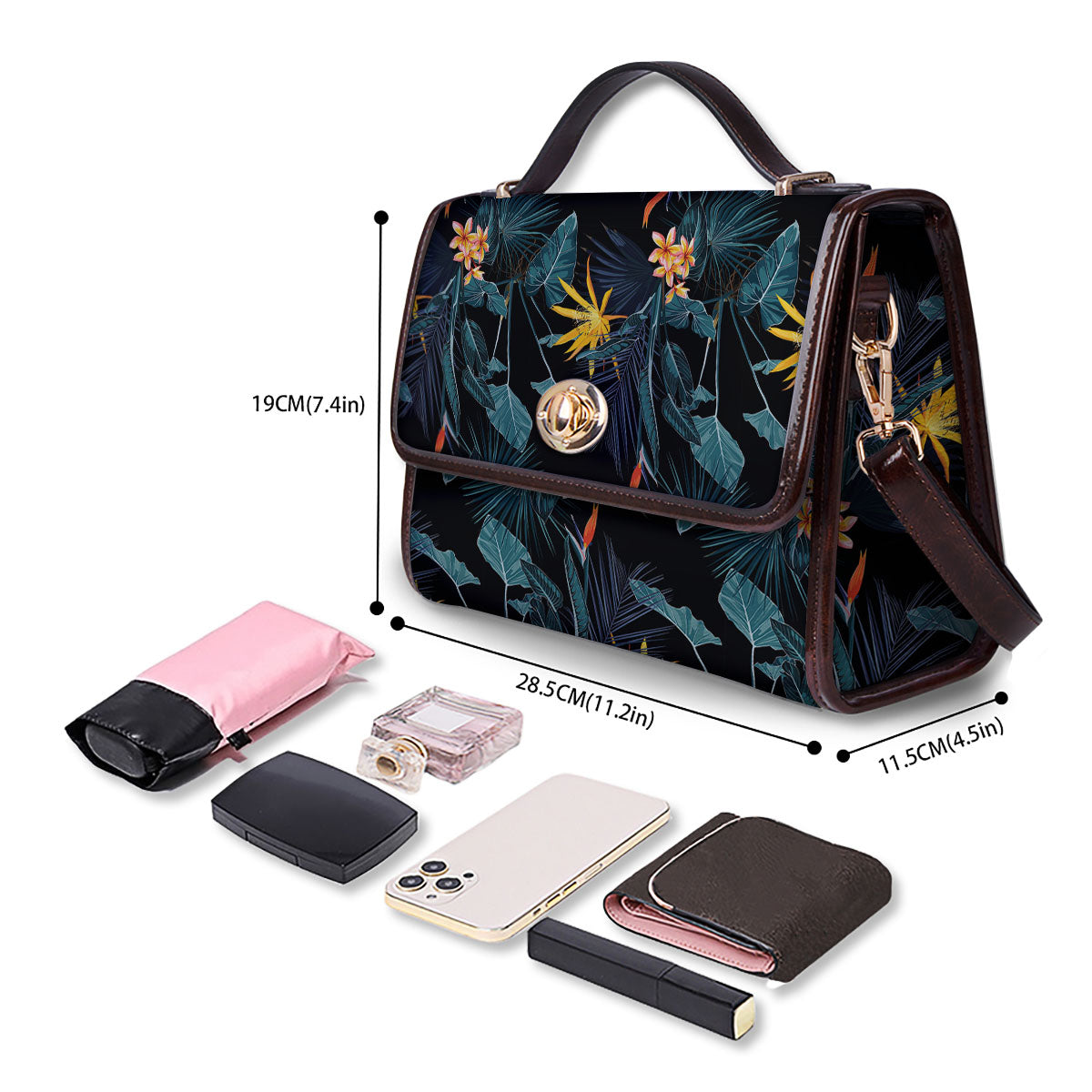 Hawaii Night Tropical Print Pattern Women's Satchel Bag-grizzshop