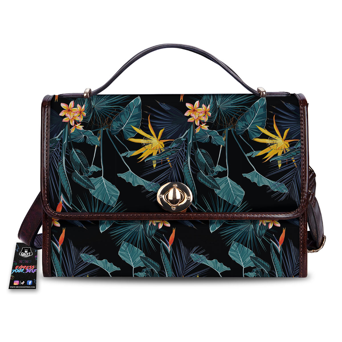 Hawaii Night Tropical Print Pattern Women's Satchel Bag-grizzshop
