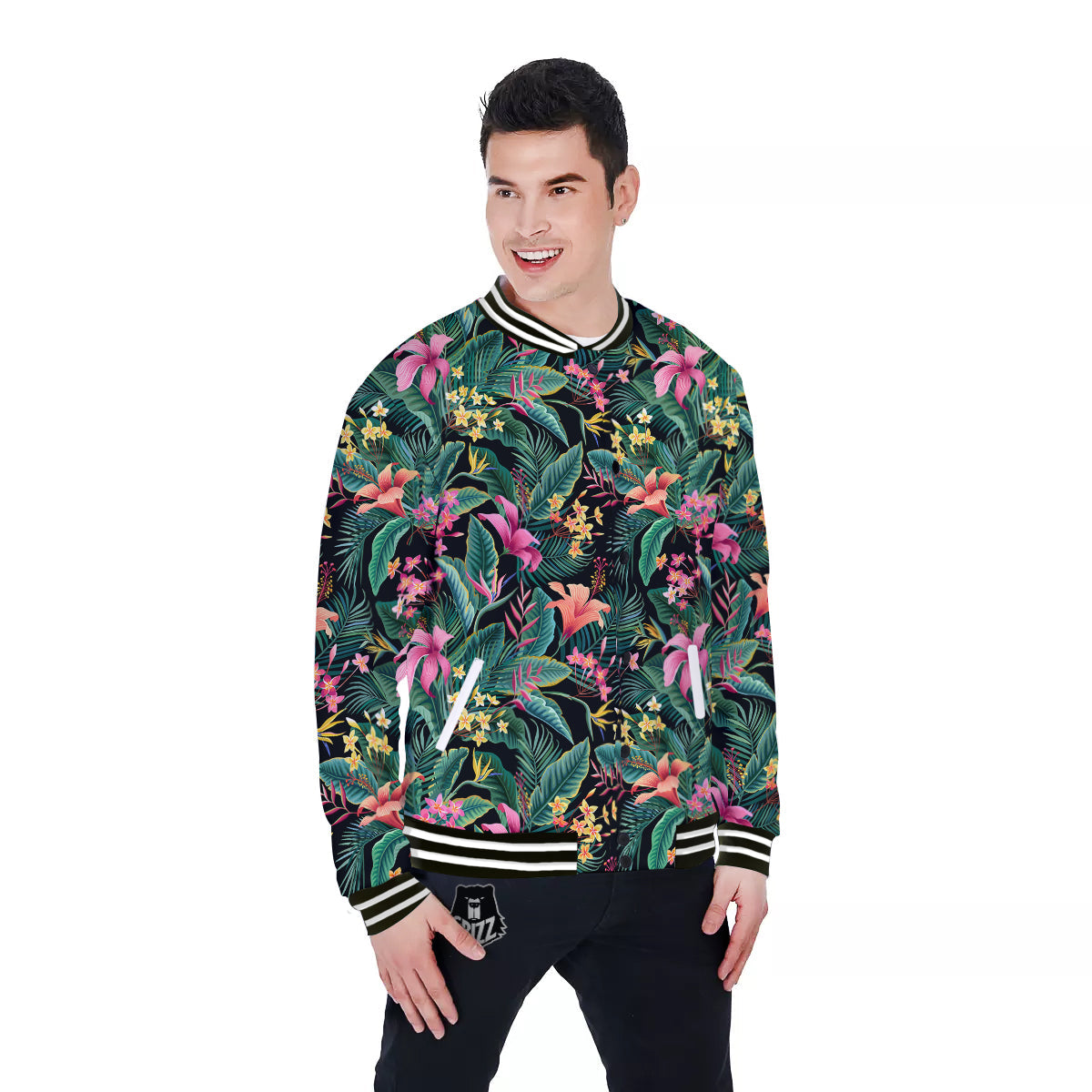 Hawaii Plants Tropical Print Pattern Baseball Jacket-grizzshop