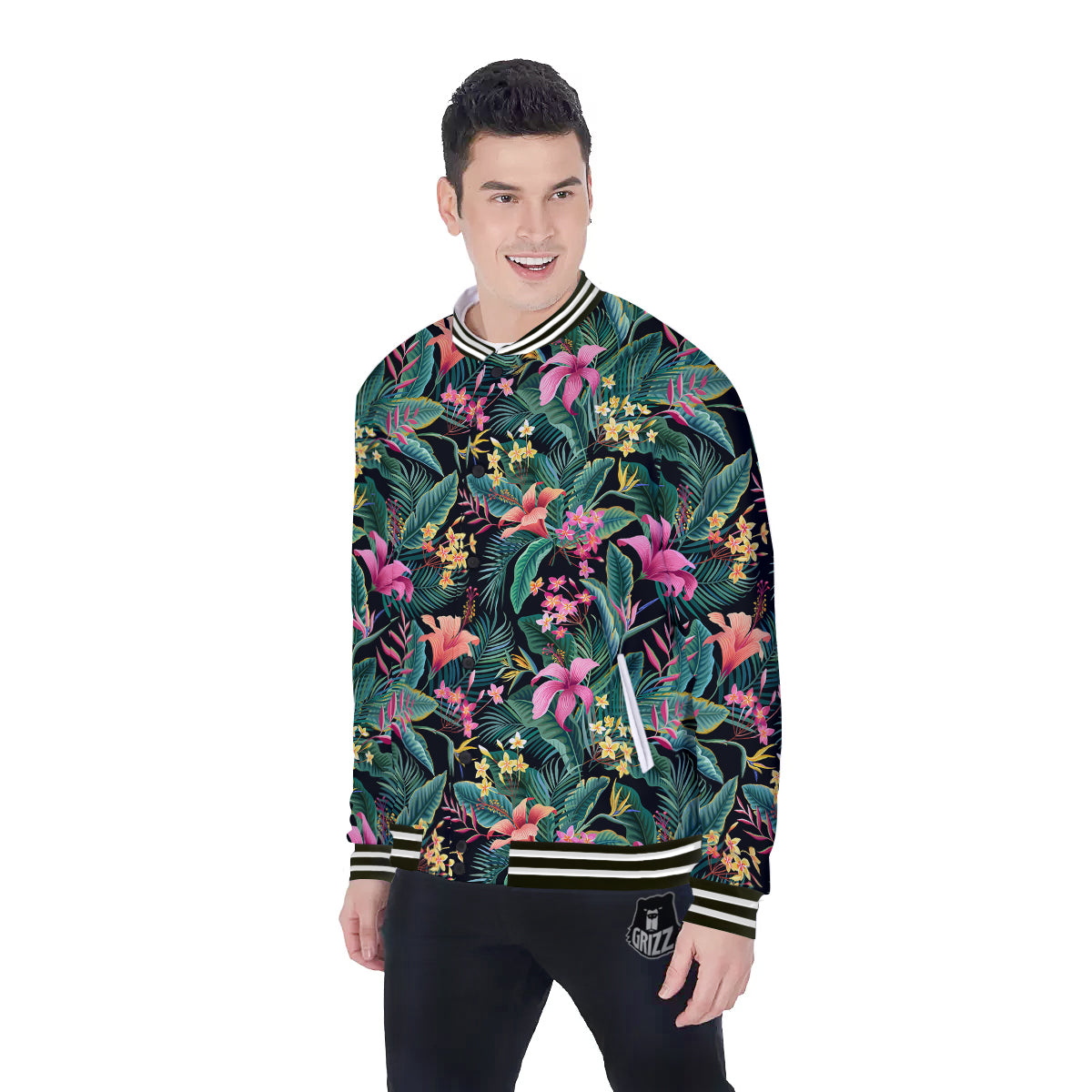 Hawaii Plants Tropical Print Pattern Baseball Jacket-grizzshop