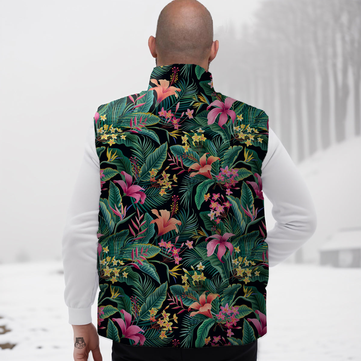 Hawaii Plants Tropical Print Pattern Down Vest-grizzshop