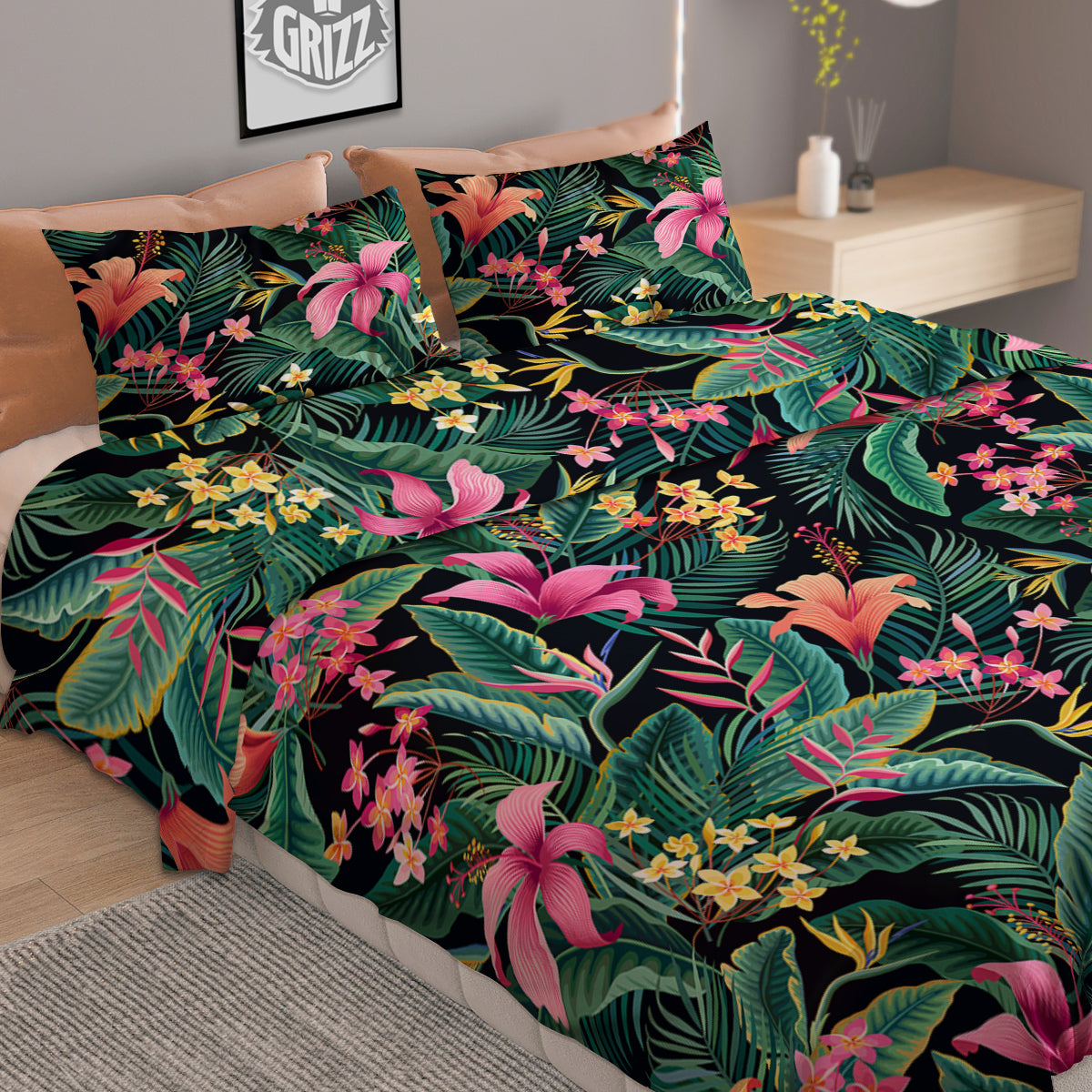 Hawaii Plants Tropical Print Pattern Duvet Cover Bedding Set