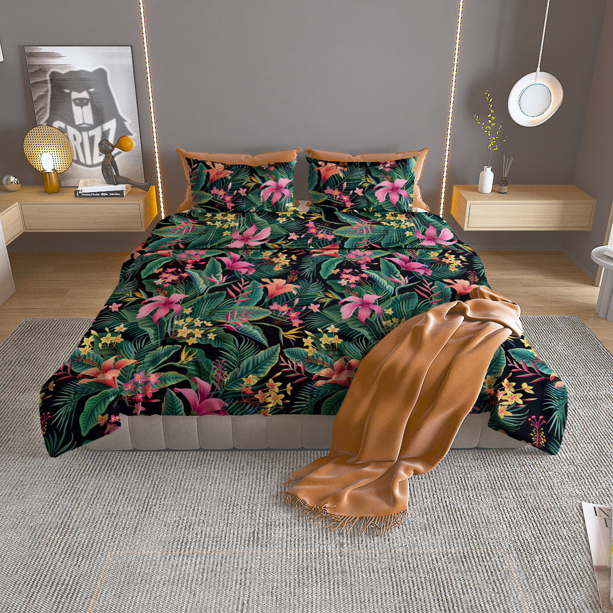 Hawaii Plants Tropical Print Pattern Duvet Cover Bedding Set