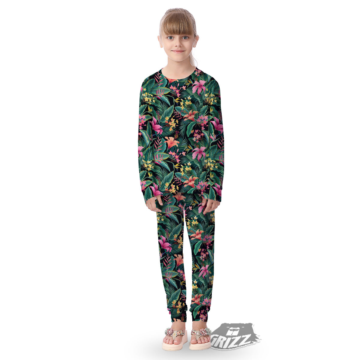 Hawaii Plants Tropical Print Pattern Kid's Pajamas-grizzshop