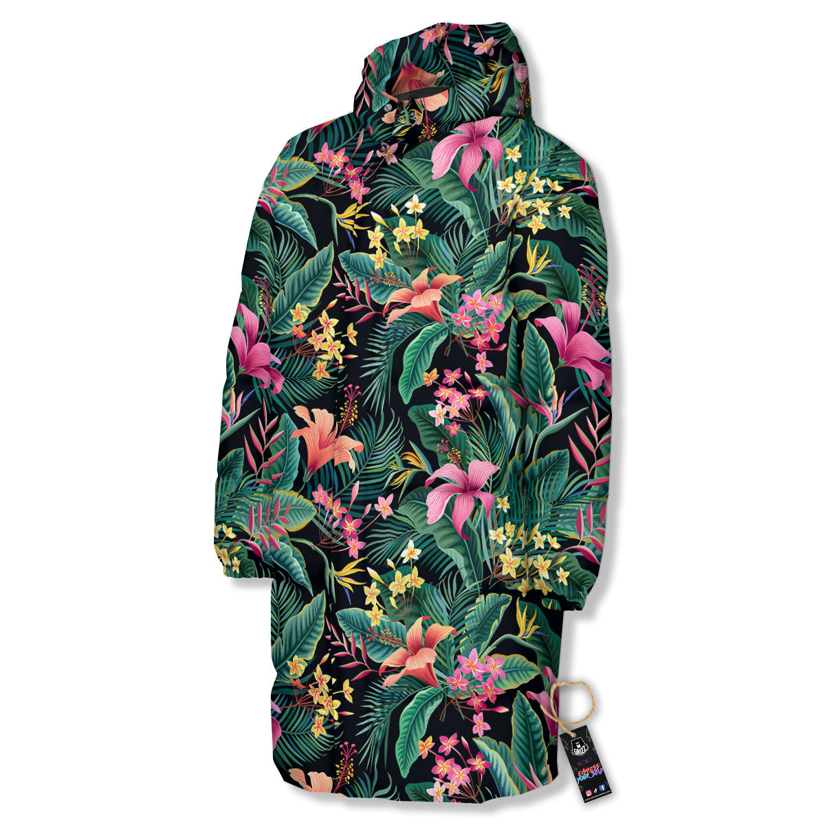 Hawaii Plants Tropical Print Pattern Long Down Jacket-grizzshop