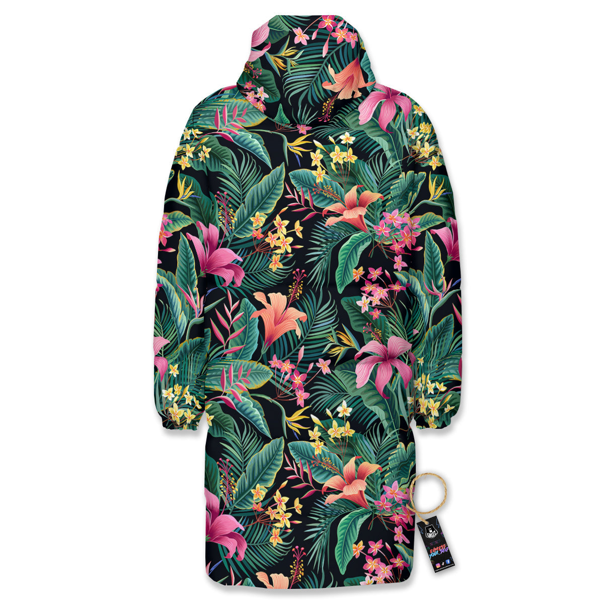 Hawaii Plants Tropical Print Pattern Long Down Jacket-grizzshop