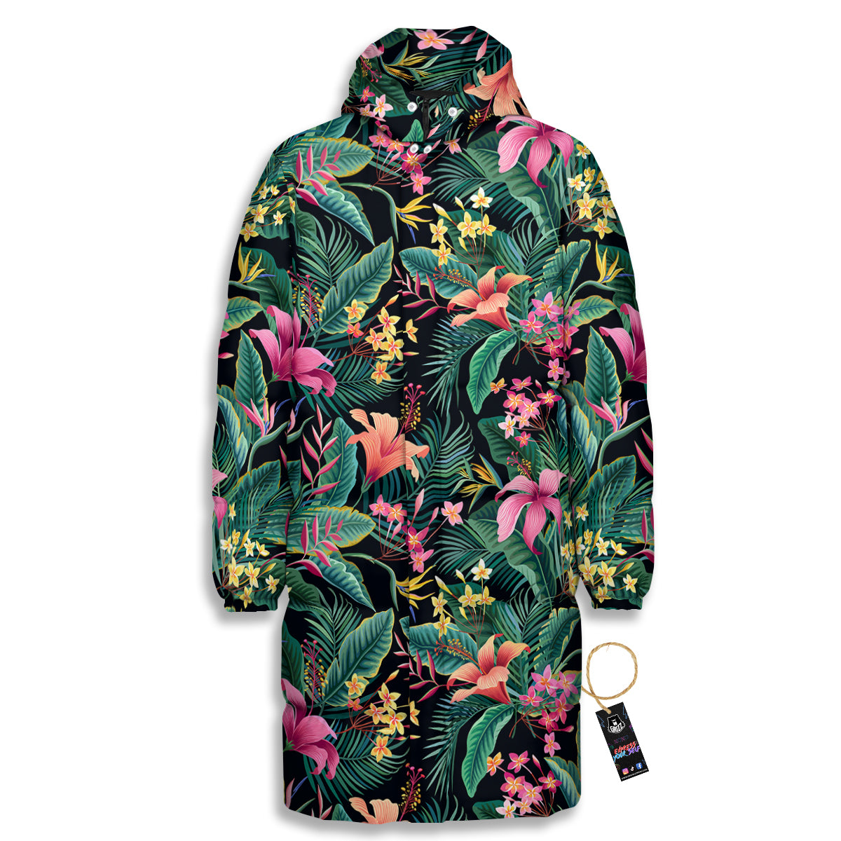 Hawaii Plants Tropical Print Pattern Long Down Jacket-grizzshop