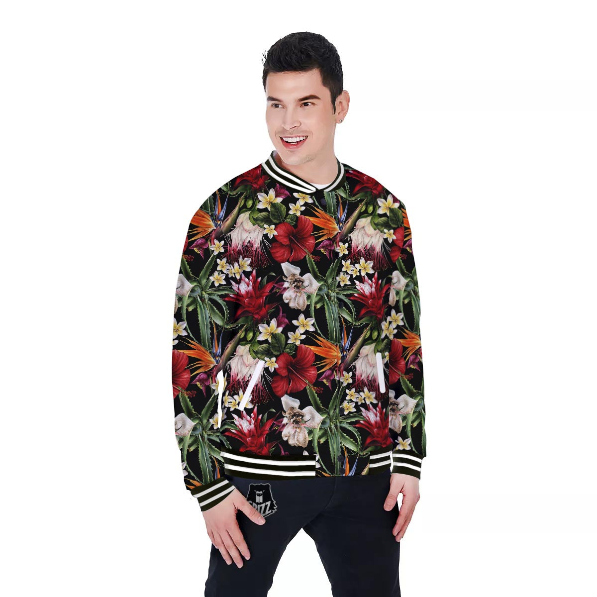 Hawaii Summer Tropical Print Pattern Baseball Jacket-grizzshop