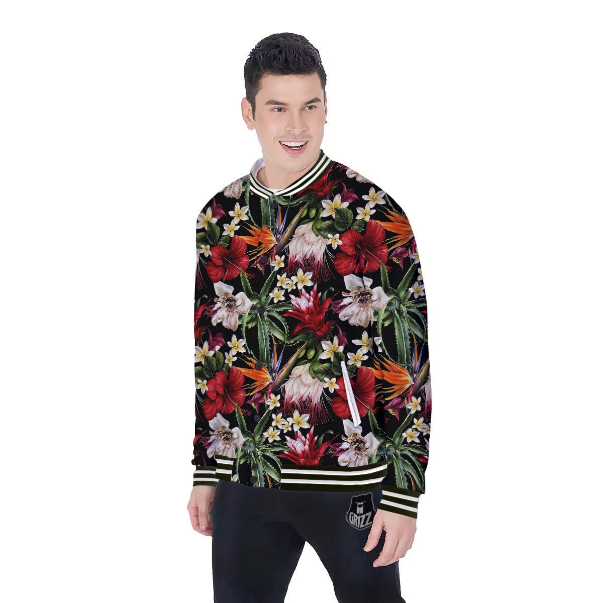 Hawaii Summer Tropical Print Pattern Baseball Jacket-grizzshop
