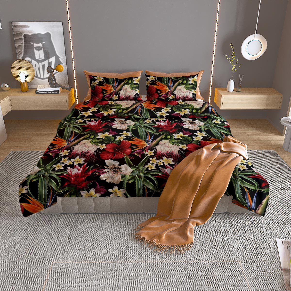 Hawaii Summer Tropical Print Pattern Duvet Cover Bedding Set
