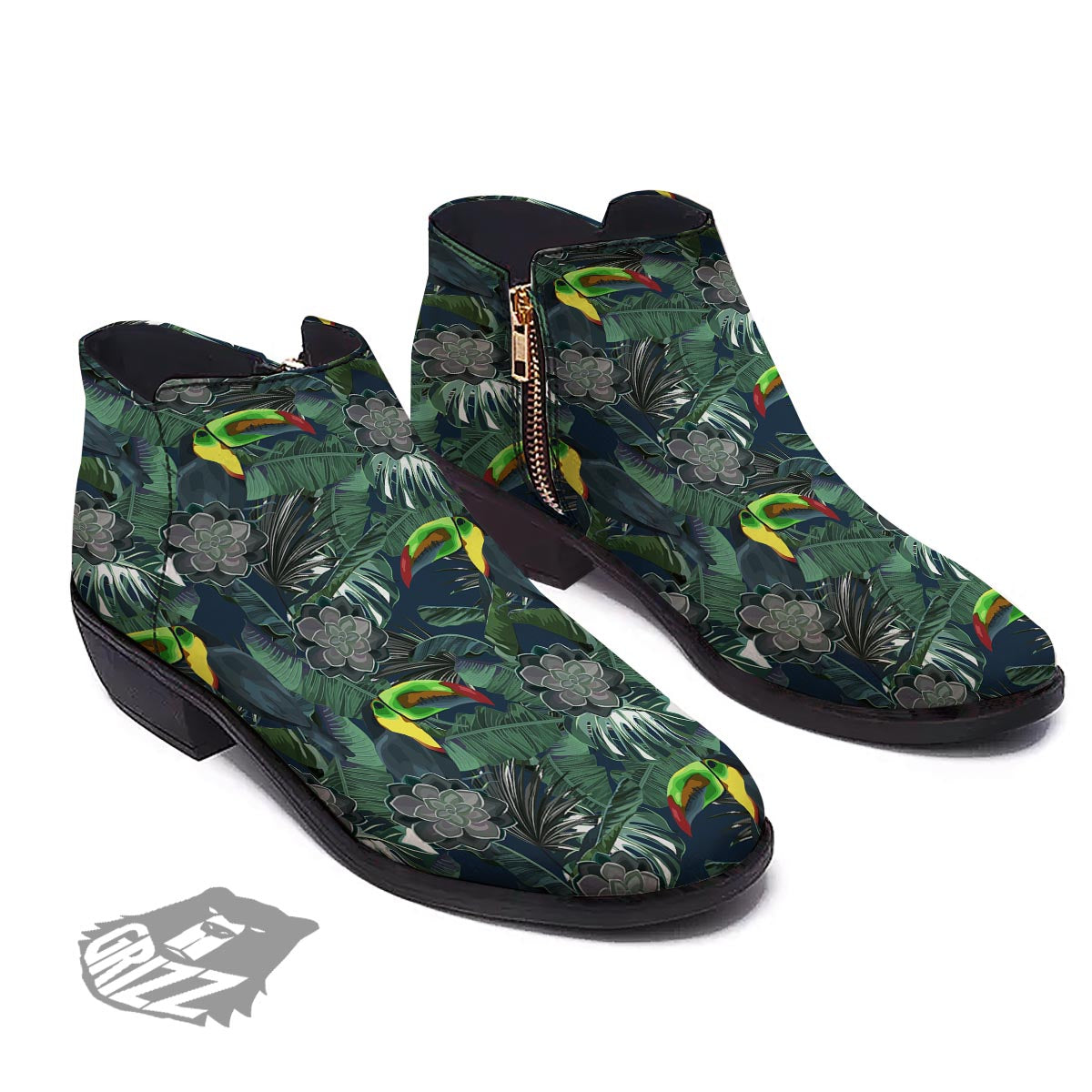 Hawaii Toucan Aloha Print Pattern Ankle Boots-grizzshop