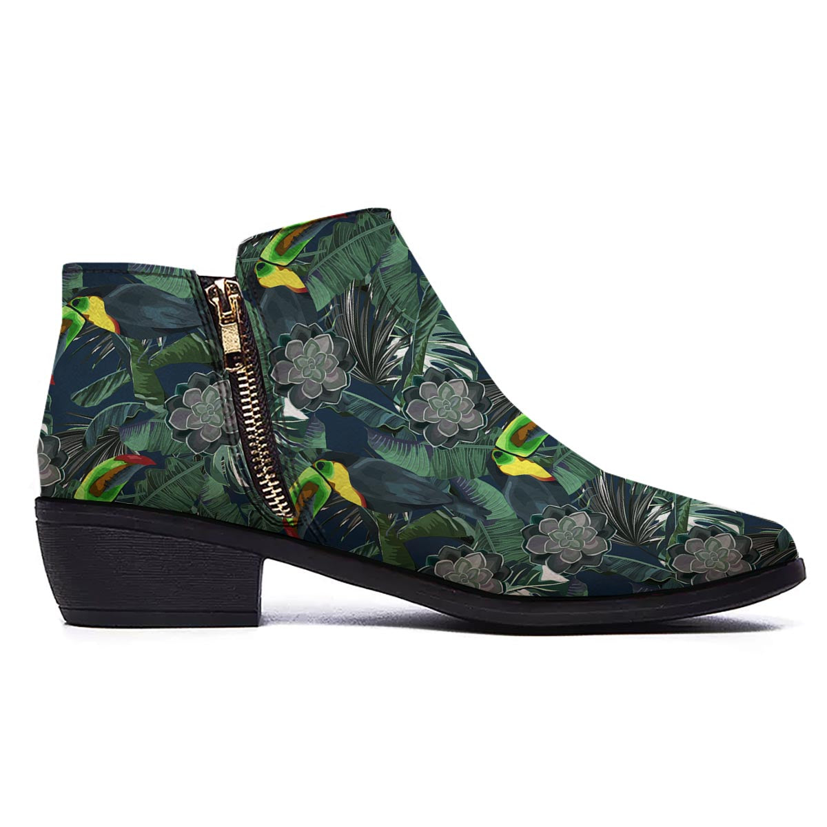 Hawaii Toucan Aloha Print Pattern Ankle Boots-grizzshop