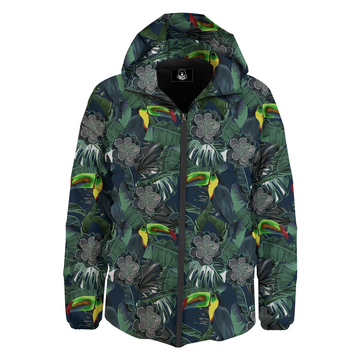 Hawaii Toucan Aloha Print Pattern Down Jacket-grizzshop
