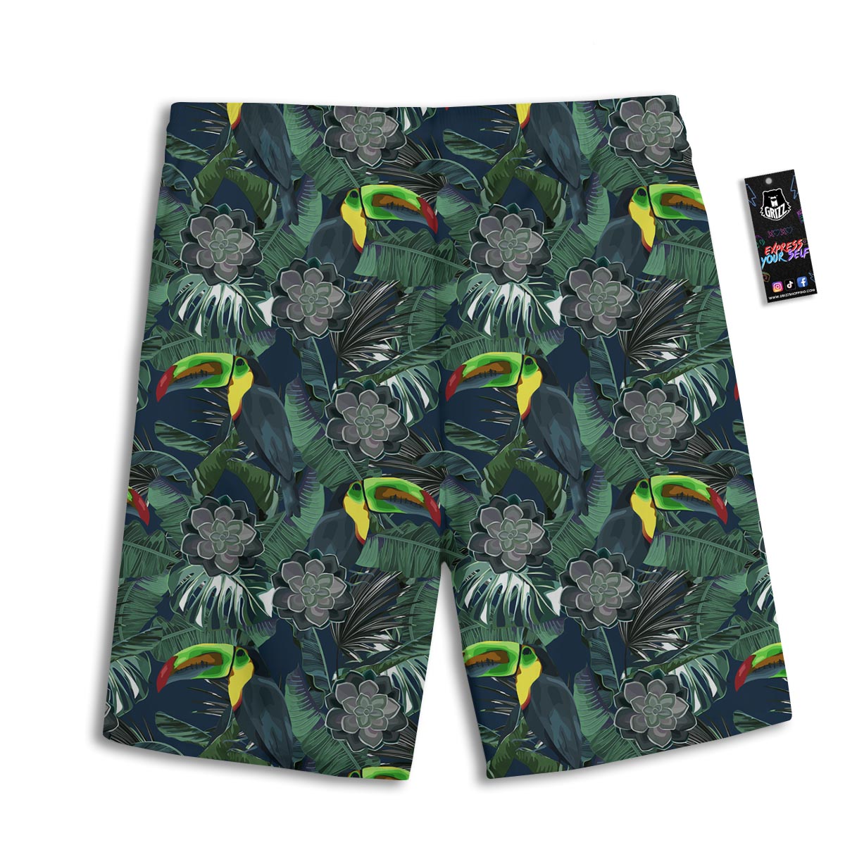 Hawaii Toucan Aloha Print Pattern Men's Athletic Shorts