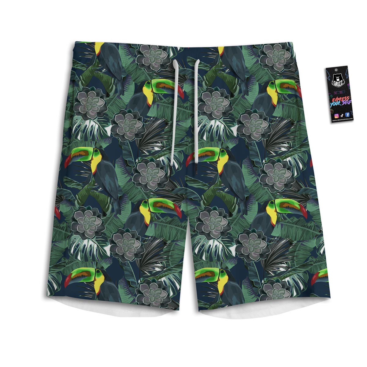Hawaii Toucan Aloha Print Pattern Men's Athletic Shorts