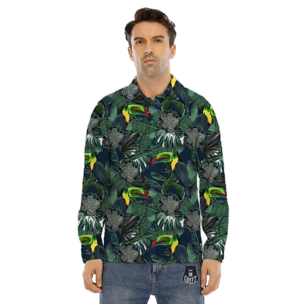 Hawaii Toucan Aloha Print Pattern Men's Dress Shirts-grizzshop