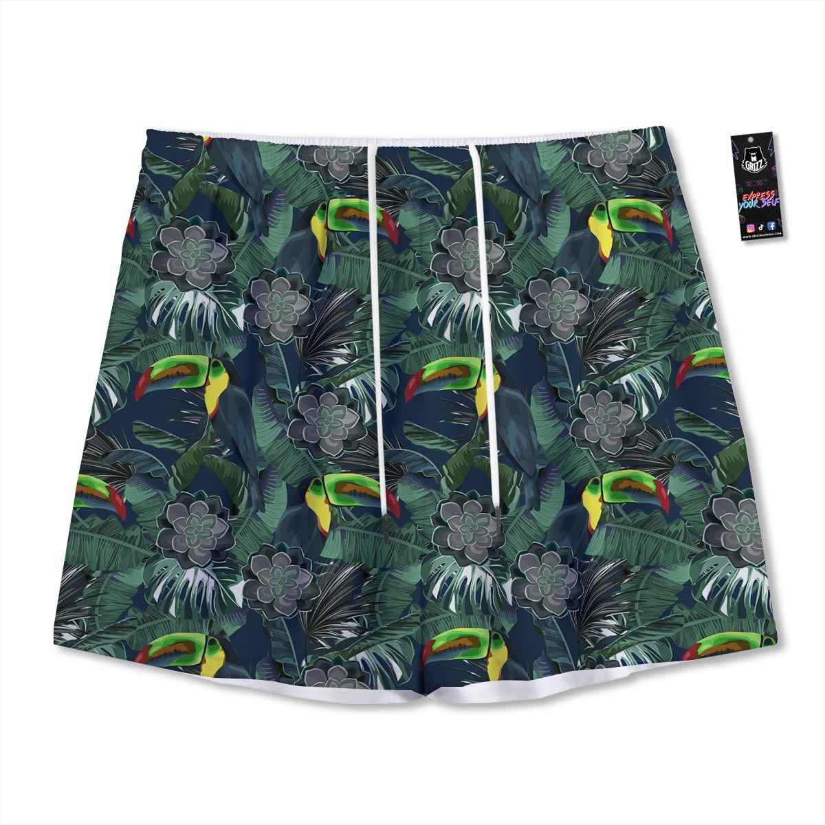 Hawaii Toucan Aloha Print Pattern Mesh Shorts
