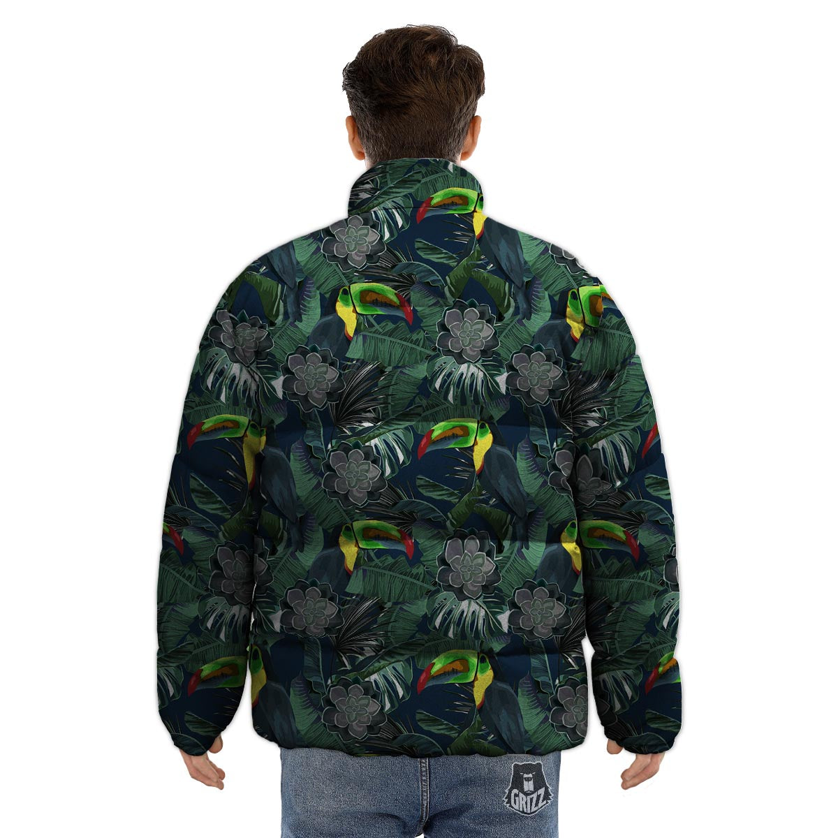 Hawaii Toucan Aloha Print Pattern Puffer Jacket-grizzshop