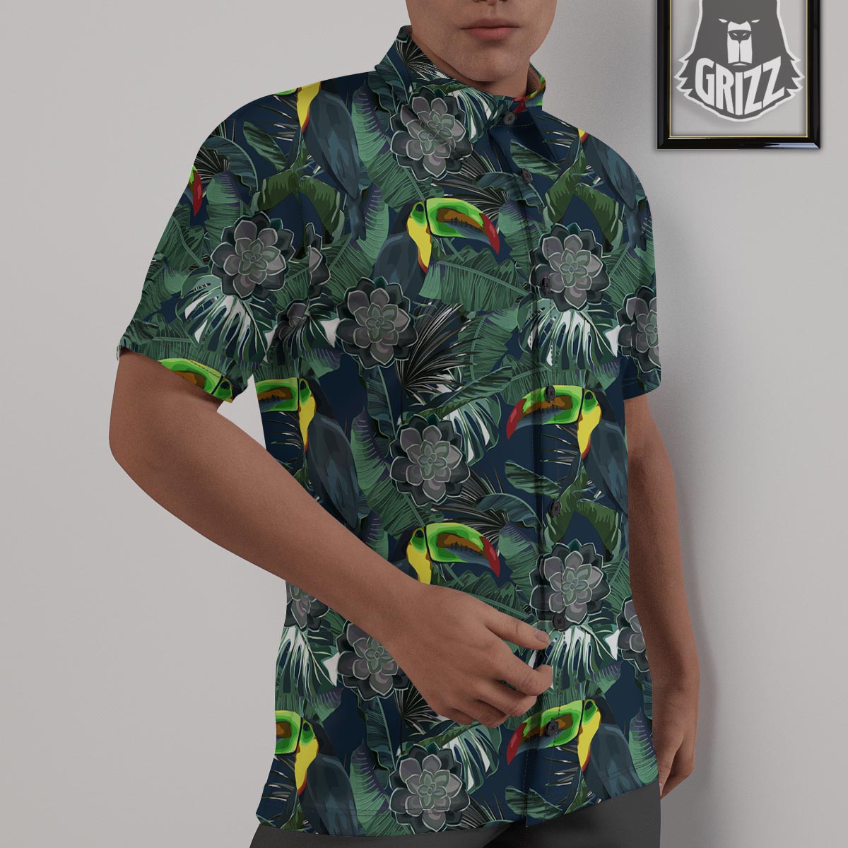 Hawaii Toucan Aloha Print Pattern Untucked Shirts-grizzshop