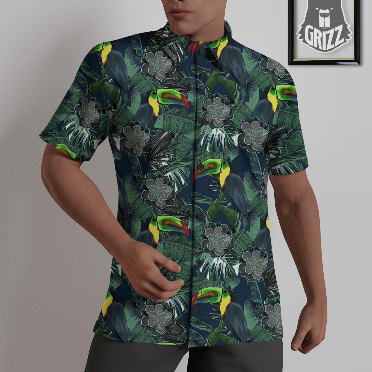 Hawaii Toucan Aloha Print Pattern Untucked Shirts-grizzshop