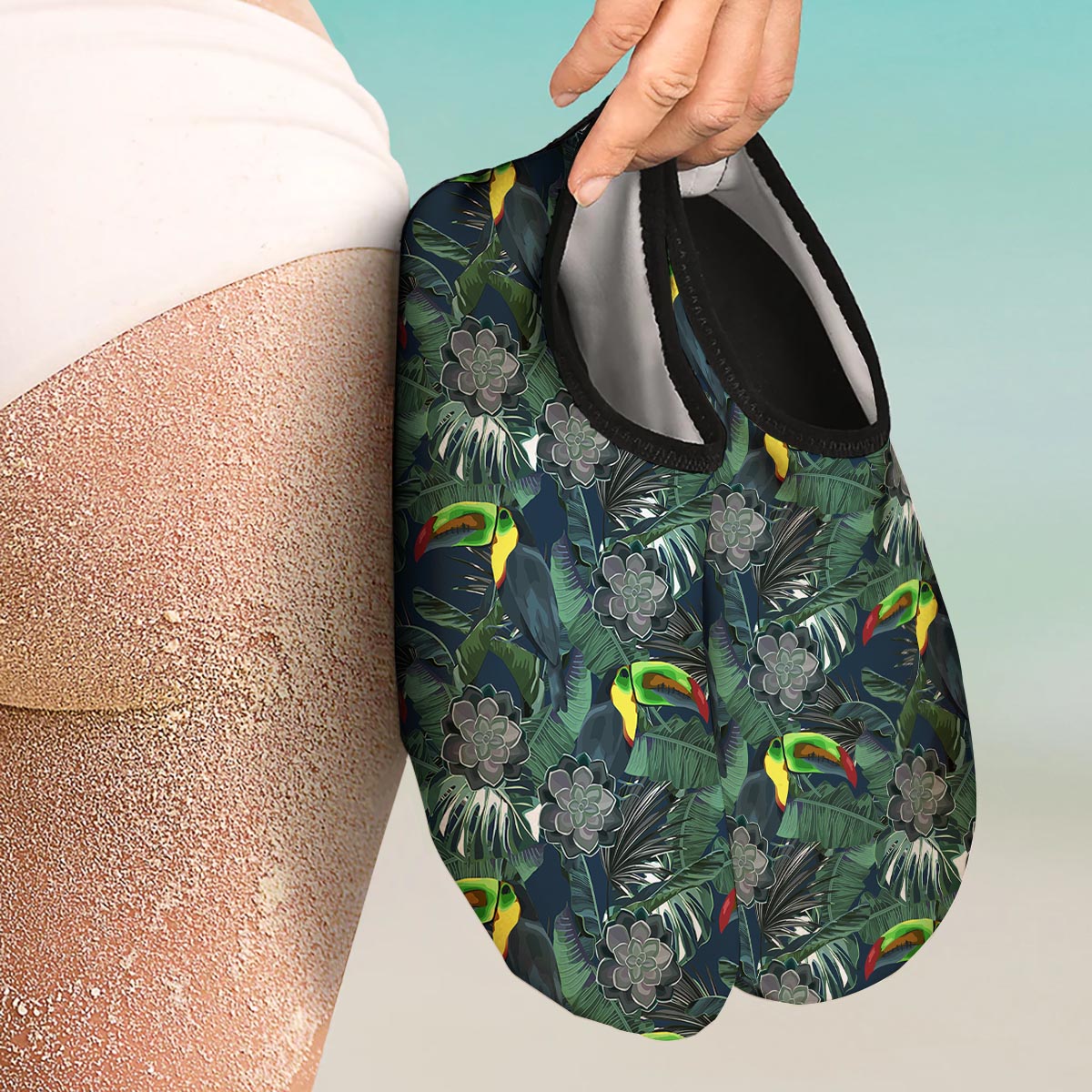 Hawaii Toucan Aloha Print Pattern Water Shoes-grizzshop
