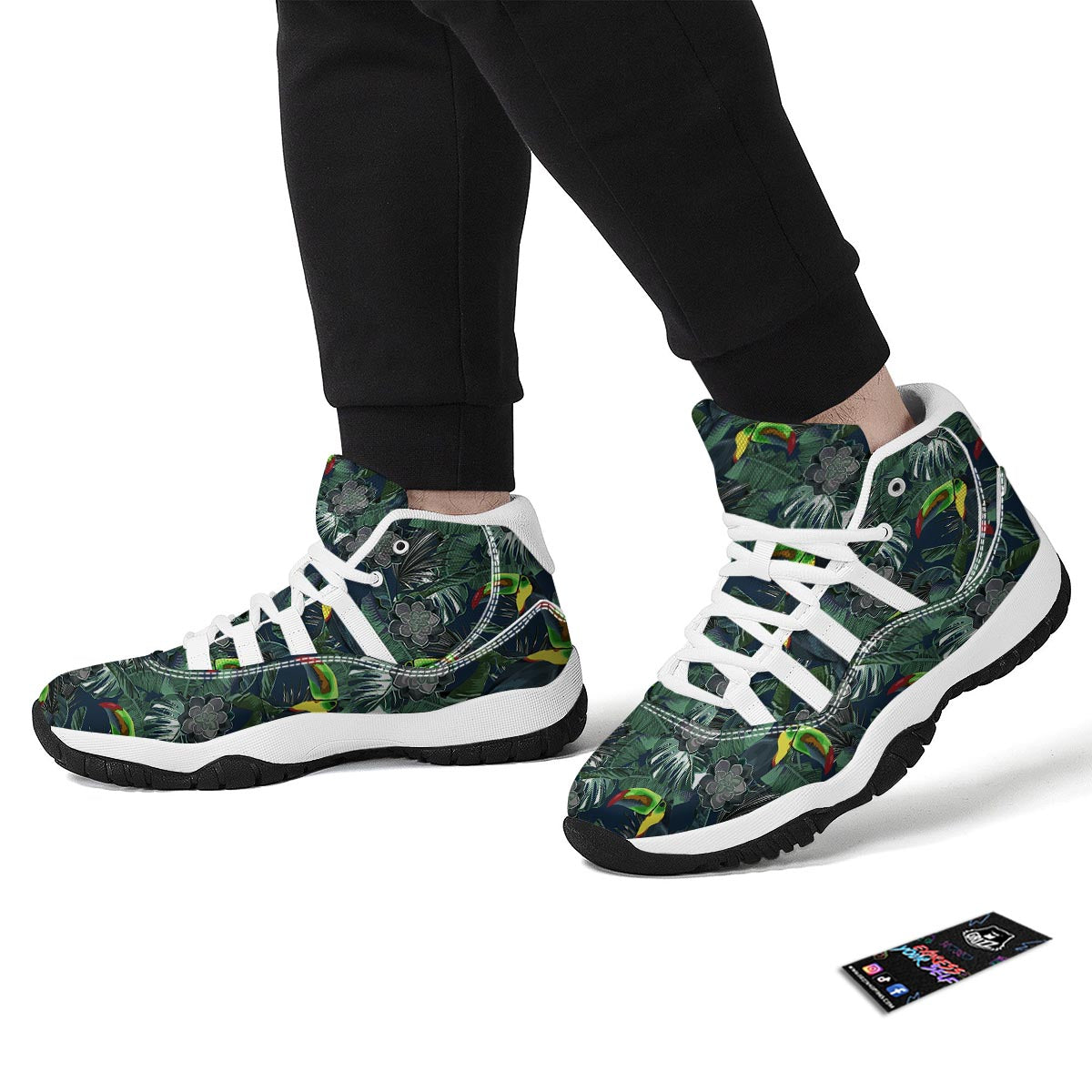 Hawaii Toucan Aloha Print Pattern White Bball Shoes-grizzshop