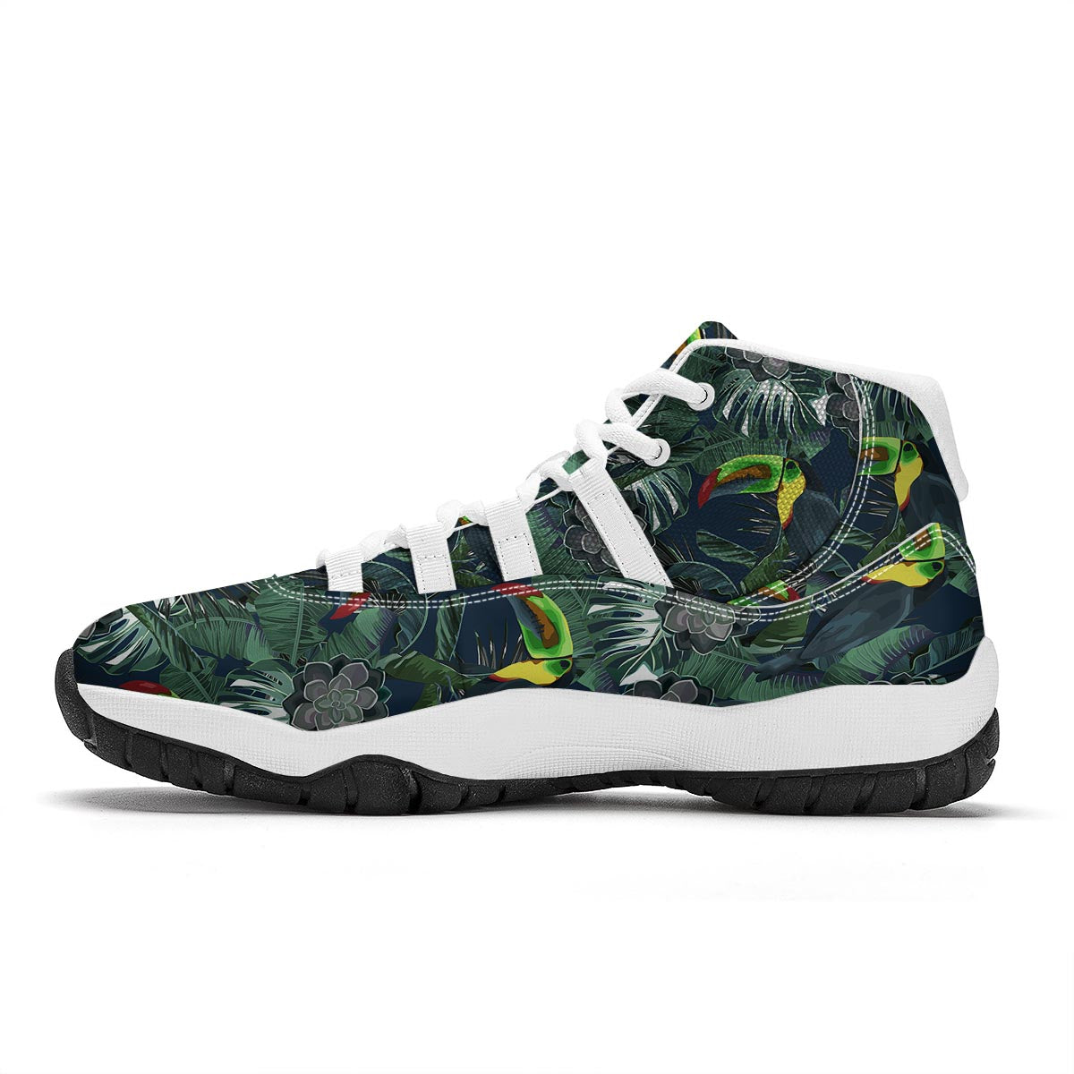 Hawaii Toucan Aloha Print Pattern White Bball Shoes-grizzshop